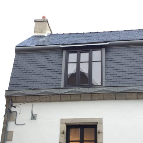 Création d'un membron et devant de socle en zinc quartz